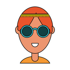 Sticker - cartoon hippie woman icon over white background vector illustration