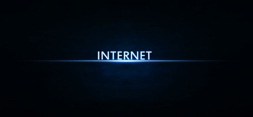 Internet text on blue light.
