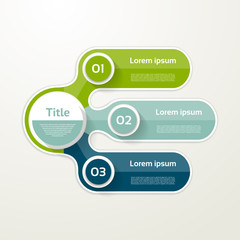 Wall Mural - Three elements banner. 3 steps design, chart, infographic, step by step number option, layout.