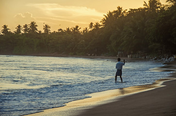 A Sri Lankan fisherman on the beach