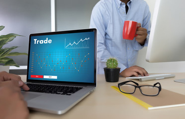 Poster - professionals working Trade  Finance Forex Graph Chart Concept manager showing reports