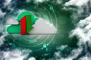 Poster - 3d illustration Cloud with uploading downloading arrow 