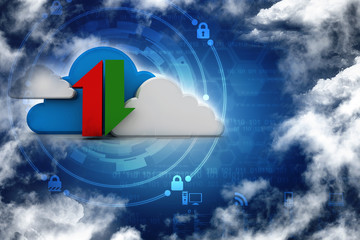 Poster - 3d illustration Cloud with uploading downloading arrow 