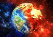 Planet Earth burning, global warming concept. Elements of this image furnished by NASA