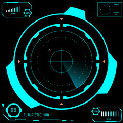 Wall Mural - HUD Abstract Futuristic UI Scanning Target Radar Screen Monitor Vector