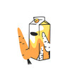 © pomolchim - Hand drawn summer set of carrot and juice pack. Vector artistic illustration drinks and vegetable