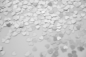 Wall Mural - Hearts sparkles valentines day grey background black white 3