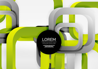Poster - Squares geometric shapes in light grey 3d space