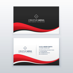 Wall Mural - clean business card design with red wave