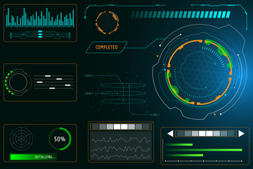 Fototapete - Abstract HUD Elements Graphic Virtual User Interface Control Panel Vector Background