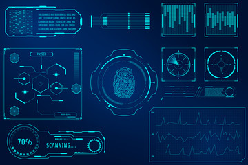Leinwandbilder - HUD Elements Hi Technology Interface Brain Analysis Concept Vector Background