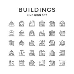 Wall Mural - Set line icons of buildings