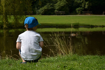 Young boy by water