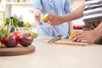 Poster - Chef giving cooking classes in kitchen