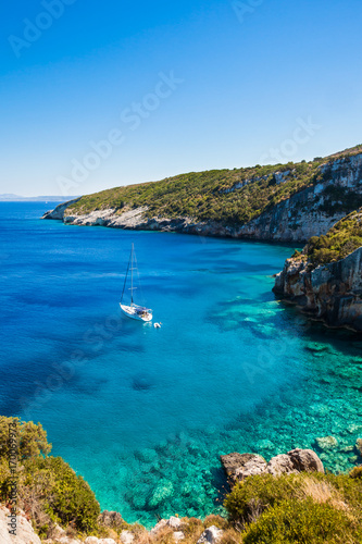 Cuadros en Lienzo View of Agios Nikolaos blue caves in Zakynthos (Zante) island, in Greece