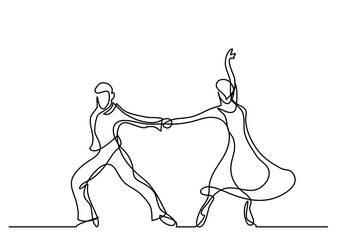 Wall Mural - continuous line drawing of dancing couple