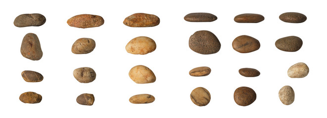 Fototapete - Group Set Stones isolated on white background