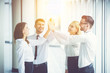 © realstock1 - The happy business people greeting on the sun background