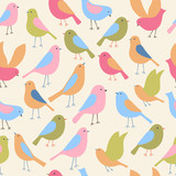 Fototapeta Pokój dzieciecy - Seamless pattern with birds. Vector illustration.