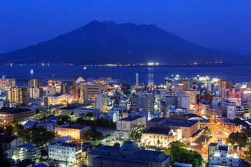 Wall Mural - 桜島の夜景 -城山展望台からの眺望-