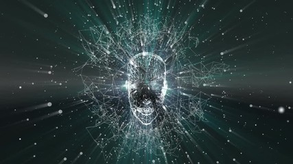 Poster - human head in space.Abstract plexus background for different events and projects.Seamless loop.