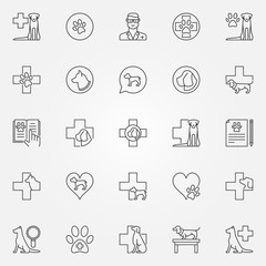 Dog veterinary icons set