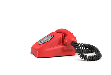 Wall Mural - 3d rendering of an old-fashioned rotary phone isolated on white background.