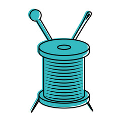 Wall Mural - thread spool and needle icon over white background vector illustration