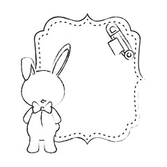 Wall Mural - baby shower card with rabbit icon over white background vector illustration