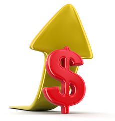 Poster - Dollar sign with arrow up. Image with clipping path