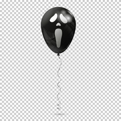 Canvas Print - Black air balloon with emotion scream isolated on transparent background.