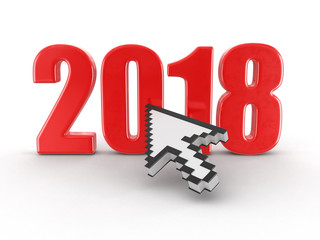 Fototapete - Cursor and 2018. Image with clipping path