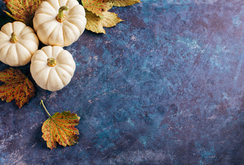Wall Mural - autumn leaves and pumpkins