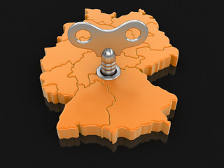Poster - Map of Germany with winding key. Image with clipping path.
