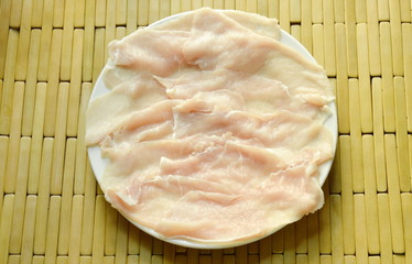 pork slice for cook by boiled or grilled on plate