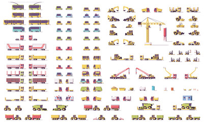 Vector isometric low poly transport set