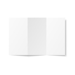Leinwandbilder - Blank trifold leaflet on white background top view. Zigzag folded paper sheet in A4. Mock up of empty cover or flyer isolated. 3D illustration