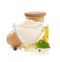 Poster - mayonnaise sauce on white background