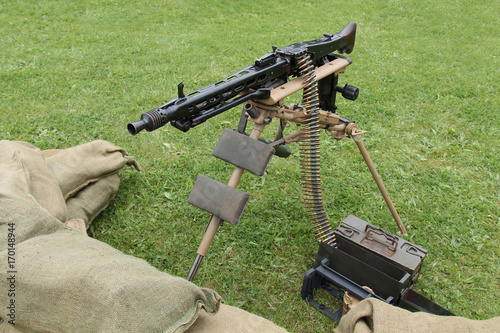 A Mock up of a Vintage Army Machine Gun Emplacement. Stock Photo ...