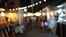 Abstract Blurred Background Of People Walking At Night Market