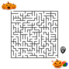 Canvas Print - Help the pumpkins get to the happy Halloween feast. Vector Maze. Labyrinth with entry and exit. 