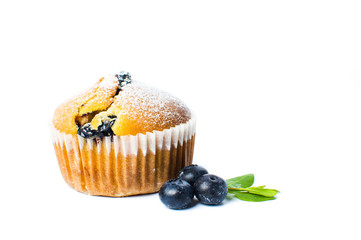 Wall Mural - Blueberry muffins isolated on white