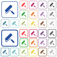 Poster - Paint roller outlined flat color icons