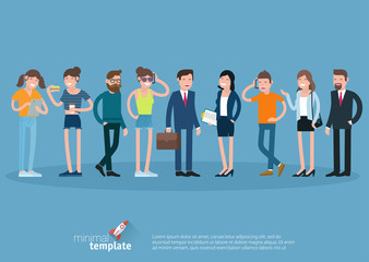 Canvas Print - Set of flat design vector people characters. 