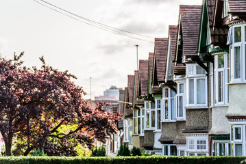 Wall Mural - Evening View of Row of Typical English Terraced Houses in Northampton