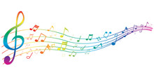 Abstract Colorful Notes Music On A White Background, Vector Illustration
