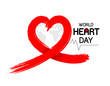 World Heart Day icon design. Brush style red heart. Health care concept. Illustration isolated on white background.