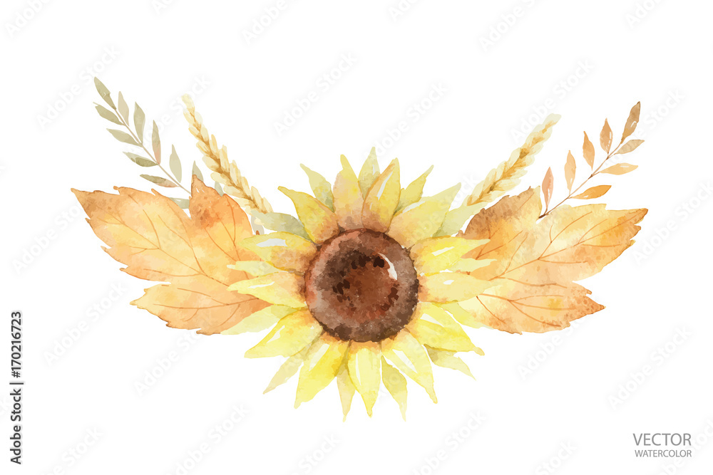 Watercolor vector wreath of leaves and branches isolated on white ...