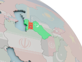Map of Turkmenistan with flag