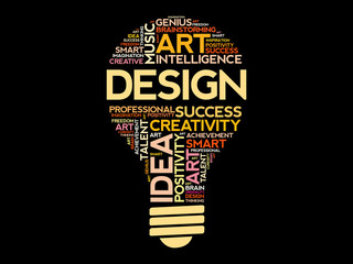 Poster - Design bulb word cloud concept